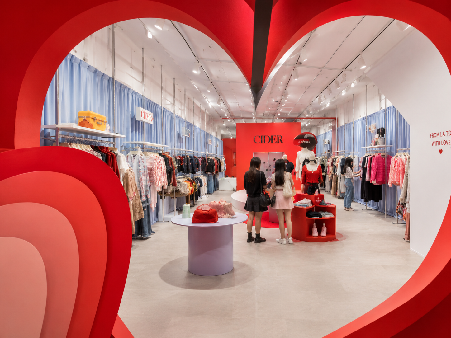 Heart-shaped red tunnel entrance